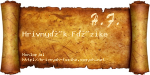 Hrivnyák Füzike névjegykártya